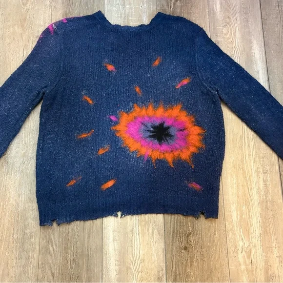 Avant Toi Italian Distressed Knit Sweater Paint Splatter Made in Italy Size L